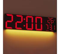 MAXSTAR 30 "Reloj de pared digital extra grande con pantalla LED roja/azul/blanca y control remoto, alarmas duales,temporizador,DST,temperatura, luz nocturna para sala de estar/oficina/tienda/gimnasio