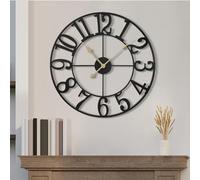 Maxstar Reloj de Pared Grande sin tictac, silencioso, 47 cm, números árabes, Cuarzo, batería, Reloj de Pared, fácil de Leer para el hogar, Cocina, Dormitorio, Estilo de decoración