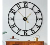 Maxstar Reloj de Pared Grande sin tictac, silencioso, 80 cm, números árabes, Cuarzo, batería, Reloj de Pared, fácil de Leer para el hogar, Cocina, Dormitorio, Estilo de decoración