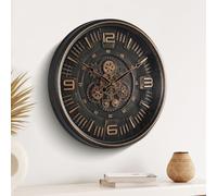 Maxstar Reloj de Pared Vintage con Engranajes Móviles, 20'' Decoración Metálica Industrial Steampunk para Salón, Oficina, Chimenea, Granja (Números Arábigos-Bronce)