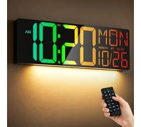 Maxstar Reloj Pared 18" Digital con Mando a Distancia, Temperatura/Fecha, Temporizador Cuenta Regresiva, Formato 12/24H, Grandes Dígitos Ultra Legibles, para Salón, Cocina, Dormitorio, Oficina (Negro)