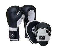 MAXSTRENGTH Juego de guantes de boxeo y almohadillas de enfoque curvadas, guantes de gancho y jab para boxeo, kickboxing, artes marciales mixtas, muay thai, sparring y entrenamiento de artes marciales
