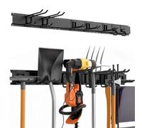 MAXTBEE Organizador de almacenamiento de herramientas de garaje, soporte de pared, herramientas de jardín de 48 pulgadas, ganchos de metal ajustables, estante de almacenamiento de patio, capacidad de