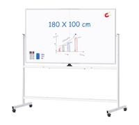 maxtek Pizarra Blanca Móvil 180 x 100 cm, Pizarra Magnética Marco de Aluminio de Doble Cara, con Marcadores, Imanes, Borrador de Pizarra para escuela en casa, oficina