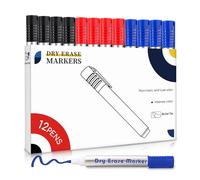 maxtek Rotuladores Pizarra Blanca, 12 Whiteboard Marker, Punta Redonda 2-3 mm, Juego de tinta de bajo olor en 3 colores, Para el Hogar Escuelas u Oficin