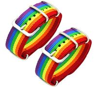 Maxter 2 Pulseras Tela LGBT Orgullo Gay Bandera Arcoiris - Correas Reloj Multicolor - Regalos Originales para Mujer y Hombre