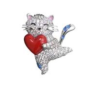 Maxtonser 1 broche de aleación con diseño felino delicado de gatos juguetones con dije de corazón, accesorio versátil de moda
