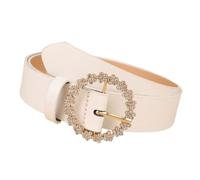 Maxtonser 1 cinturón de piel sintética ajustable con diamantes de imitación y cierre redondo para mujer, accesorio de vestido de varios colores, cincha de cintura