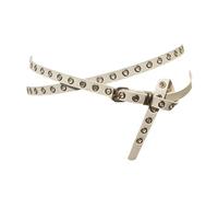 Maxtonser 1 cinturón de piel sintética flexible doble redondo para atar identidad, simple y elegante para uso diario