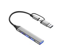 Maxtonser 1 concentrador USB de 7/4 puertos de aleación de aluminio, adaptadores de múltiples puertos para laptop, PC, teléfono, transferencia de datos de alta velocidad, compatible con OTG