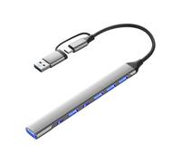 Maxtonser 1 concentrador USB de 7/4 puertos de aleación de aluminio, adaptadores de múltiples puertos para laptop, PC, teléfono, transferencia de datos de alta velocidad, compatible con OTG