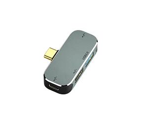 Maxtonser 1 concentrador USB tipo C 3.0 + 2 puertos 2.0, enchufe extendido, portátil, tipo C, divisor de carga para computadora OS