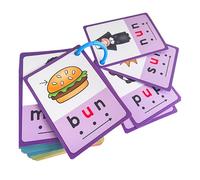 Maxtonser 1 juego de tarjetas didácticas de fonética, herramienta educativa para niños, tarjetas de aprendizaje de palabras CVC, tarjetas de aprendizaje para aprender a leer, palabras de vista para