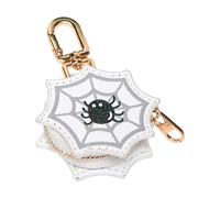 Maxtonser 1 llavero de monedero Minis para Halloween, calabaza, arañas, telarañas, cartera, bolso, abalorio, monedero, monedero de cuero, para mujer