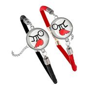 Maxtonser 1 par de pulseras brillantes para parejas, pulsera ajustable de cuero trenzado, pulsera de cuerda para citas, noches y fiestas