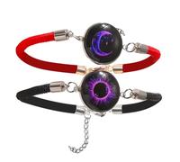 Maxtonser 1 par de pulseras brillantes para parejas, pulsera ajustable de cuero trenzado, pulsera de cuerda para citas, noches y fiestas
