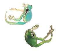 Maxtonser 2 anillos abiertos ajustables de rana de árbol, joyería de alto pulido para hombres y mujeres, elegante adorno de fiesta