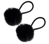 Maxtonser - 2 piezas de banda para el cabello con pompones de princesa coloridos, sujetador de cola de caballo con pelo encantador, banda para el cabello de pelo, cuerda para el cabello, negro