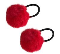 Maxtonser 2 piezas Princesa Pompones Coloridos Banda Elástica para el Cabello, Banda Elástica Peluda para Cola de Caballo, Encantadora Banda Elástica Peluda para el Cabello, Banda Elástica Roja