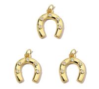 Maxtonser 3 colgantes chapados en oro de 18 quilates con forma de corazón, herradura, dados con circonita cúbica, collar y pendientes