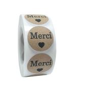 Maxtonser 500 Pieces/Roll Round Merci Labels Stickers Adhesive French Thank You Stickers Tags Thanksgiving Cards Sealing Labels,Seal Sticker