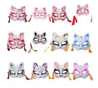 Maxtonser Anime Foxes - Pelota japonesa de media cara pintada a mano para festival Kitsune Cosplay