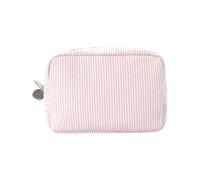 Maxtonser Bolsa de maquillaje a rayas, bolsa de cosméticos estética, bolsa de aseo portátil, neceser para brochas de cosméticos, con cremallera, bolsa de aseo