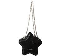 Maxtonser Bolso cruzado de piel sintética metálica brillante con forma de estrella con cadena estética, pequeña bolsa de hombro con cremallera