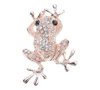 Maxtonser Broche de animales de moda con adorno de cristal verde, rana de cristal brillante, accesorios de joyería para mujer