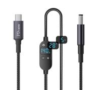 Maxtonser Cable convertidor de potenciador de Voltaje Ajustable de CC de 5,5 x 2,1 mm a Tipo C con Pantalla Digital para Carga de múltiples Dispositivos.