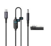 Maxtonser Cable convertidor de potenciador de Voltaje Ajustable de CC de 5,5 x 2,1 mm a Tipo C con Pantalla Digital para Carga de múltiples Dispositivos.