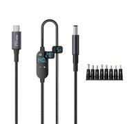 Maxtonser Cable convertidor de potenciador de Voltaje Ajustable de CC de 5,5 x 2,1 mm a Tipo C con Pantalla Digital para Carga de múltiples Dispositivos.