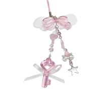 Maxtonser Cadena de teléfono con cuentas hecha a mano, elegante lazo, colgante, decoración para bolsa, correa de teléfono