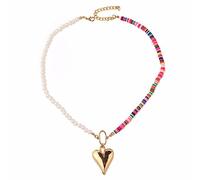 Maxtonser Collar asimétrico de arcilla suave con colgante de corazón para niñas y mujeres