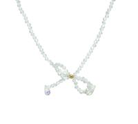 Maxtonser Collar de cadena ajustable, collar de cuentas coloridas, elegante collar de lazo, versátil joyería para el cuello para niñas