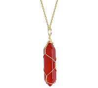 Maxtonser Collar de cornalina con colgante de ágata de cristal, decoración de joyas, piedras preciosas, envoltura de alambre para niñas y niños