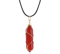 Maxtonser Collar de cornalina con colgante de ágata de cristal, decoración de joyas, piedras preciosas, envoltura de alambre para niñas y niños