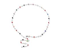 Maxtonser Collar de cristal colorido con diamantes de imitación, cadena larga en forma de Y, cadena de clavícula, accesorio de moda para mujer