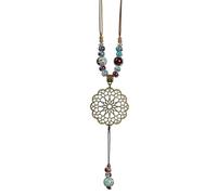 Maxtonser Collar de Cuentas de cerámica Vintage, atrapasueños Tejidos Hechos a Mano, Cadena de suéter para Mujer, Collares con Colgante Largo Ajustable étnico, atrapasueños