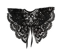 Maxtonser Collar de encaje para mujer, cuello falso con cordones, cuello bordado sintético, cuello desmontable para vestido