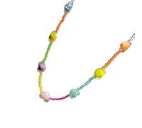 Maxtonser Collar de estrella de dopamina de moda con cuentas de arco iris, característica para mujer, joyería de cadena de capas de moda