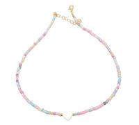 Maxtonser Collar de verano con forma de corazón natural y cadena de cuentas para mujer, hecho a mano, collar de joyería para regalo