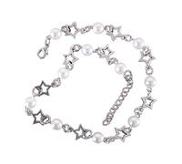Maxtonser Collar Egirl Jewelry Cool Hollow Star Pendant Necklace DIY Fashion Pearls Star Choker Y2K Necklace para Mujeres Punk Accesorios, Pendiente de Estrellas de Pewter Plateado para Adultos