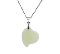 Maxtonser Collar europeo verde con colgante de piedra natural con forma de corazón y cuentas redondas