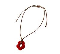 Maxtonser Collar para mujer, gargantilla de acrílico rojo, cadena de cuerda, minimalista, colgante de flores, collar de joyería, cadena para mujeres y niñas