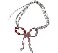Maxtonser Collares con lazo degradado de temperamento para mujer, aniversario, moda, vintage, cadena de doble capa, joyería