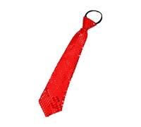 Maxtonser Corbata ajustable con lentejuelas brillantes para hombre y mujer, cierre de cremallera, color rojo