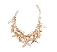 Maxtonser Delicada cadena de oro para pulseras con diseño de conchas para mujer, cadena de aleación ajustable, joyería para parejas, regalo de festival