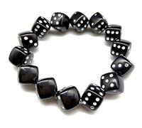 Maxtonser Delicada pulsera elástica de cuentas de dados de la suerte, cuentas acrílicas coloridas, joyería para miembros de la familia, uso diario