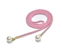 Maxtonser Delicado cinturón de perlas para mujer, elástico, trenzado, cintura fina, nudo colorido, vintage, bohemio, rosa